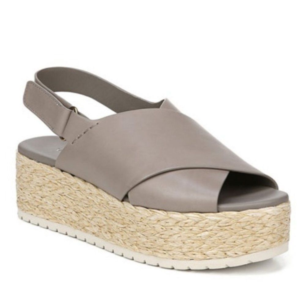 Vince Jesson Taupe Gray‎ Platform Espadrille Sandals Sz 8